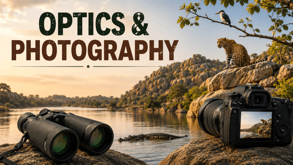 Optics and photography for Jawai leopard safari with binoculars and camera