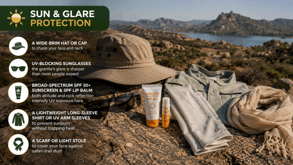 Sun and glare protection gear for Jawai safari and hiking